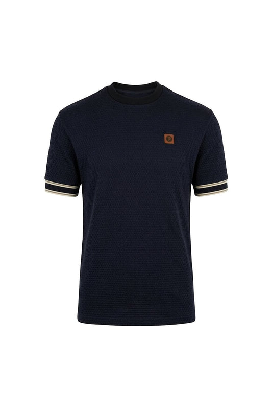 Trojan Geometric Stripe Rib T-Shirt Navy