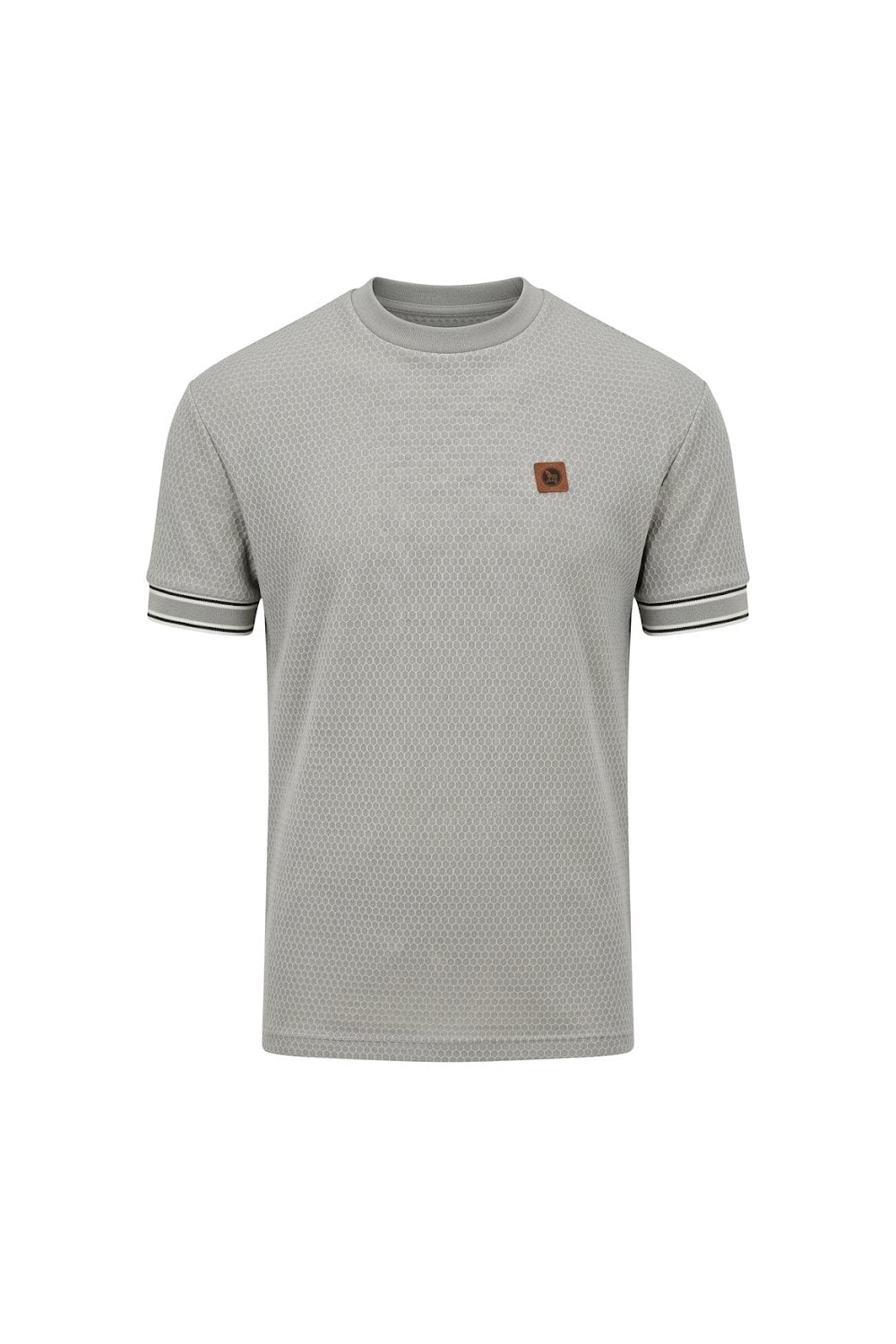 Trojan Geometric Stripe Rib T-Shirt Grey