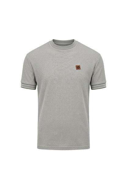 Trojan Geometric Stripe Rib T-Shirt Grey