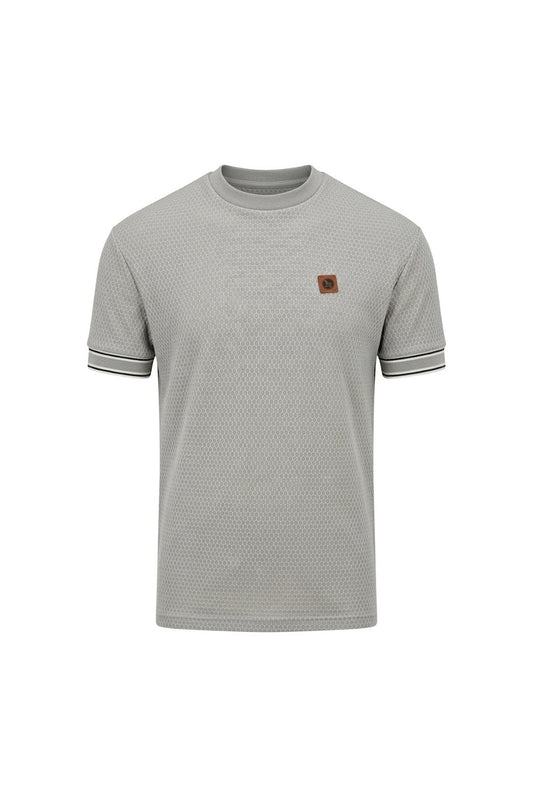 Trojan Geometric Stripe Rib T-Shirt Grey