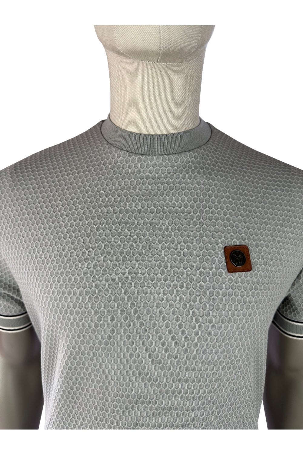 Trojan Geometric Stripe Rib T-Shirt Grey