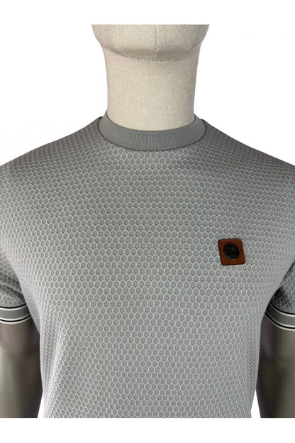 Trojan Geometric Stripe Rib T-Shirt Grey