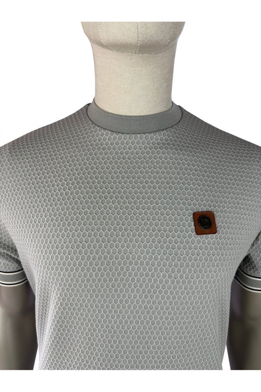 Trojan Geometric Stripe Rib T-Shirt Grey