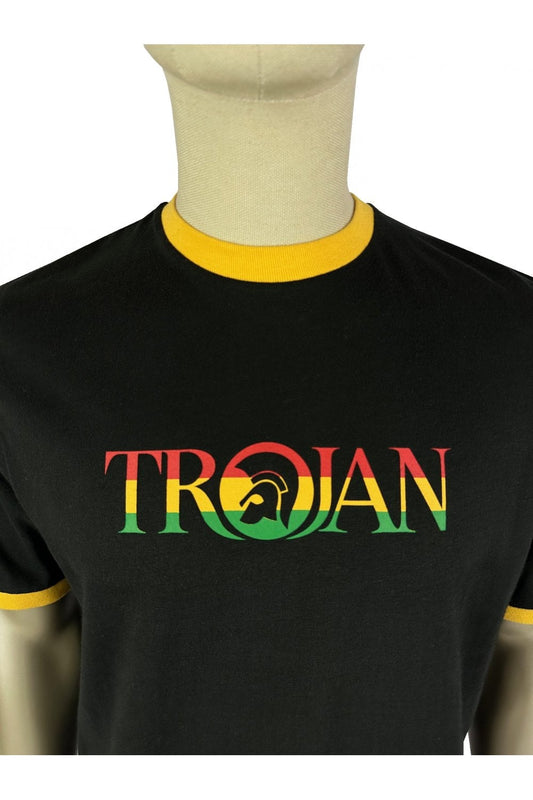 Trojan Logo Ringer T-Shirt Rasta/Black