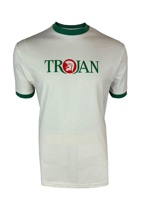 Trojan Logo Ringer T-Shirt Ecru