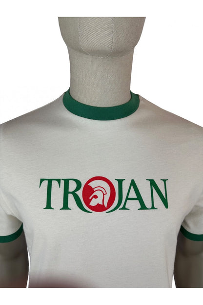 Trojan Logo Ringer T-Shirt Ecru