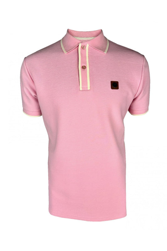 Trojan Ottoman Stripe Trim Polo Shirt Pink
