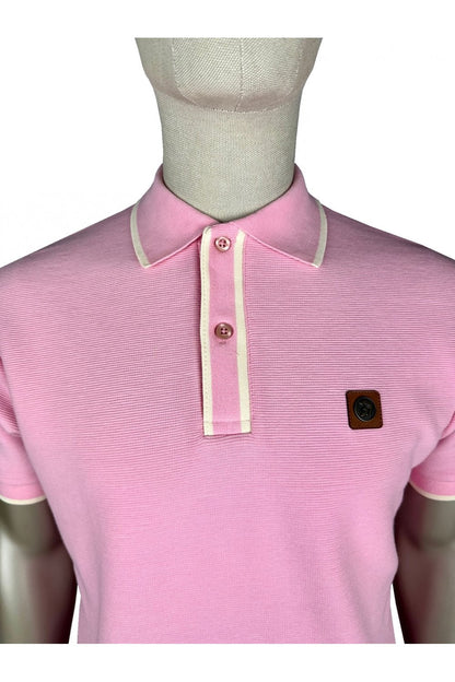 Trojan Ottoman Stripe Trim Polo Shirt Pink