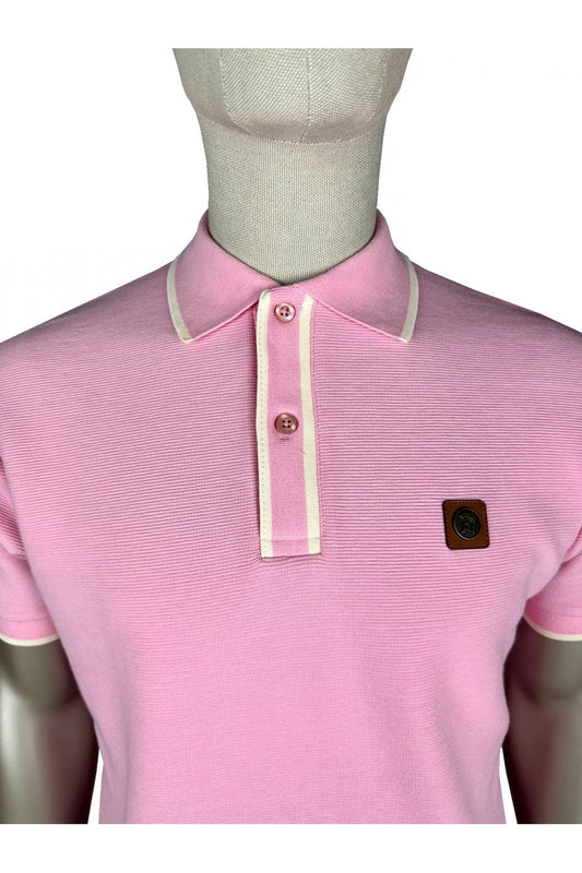 Trojan Ottoman Stripe Trim Polo Shirt Pink