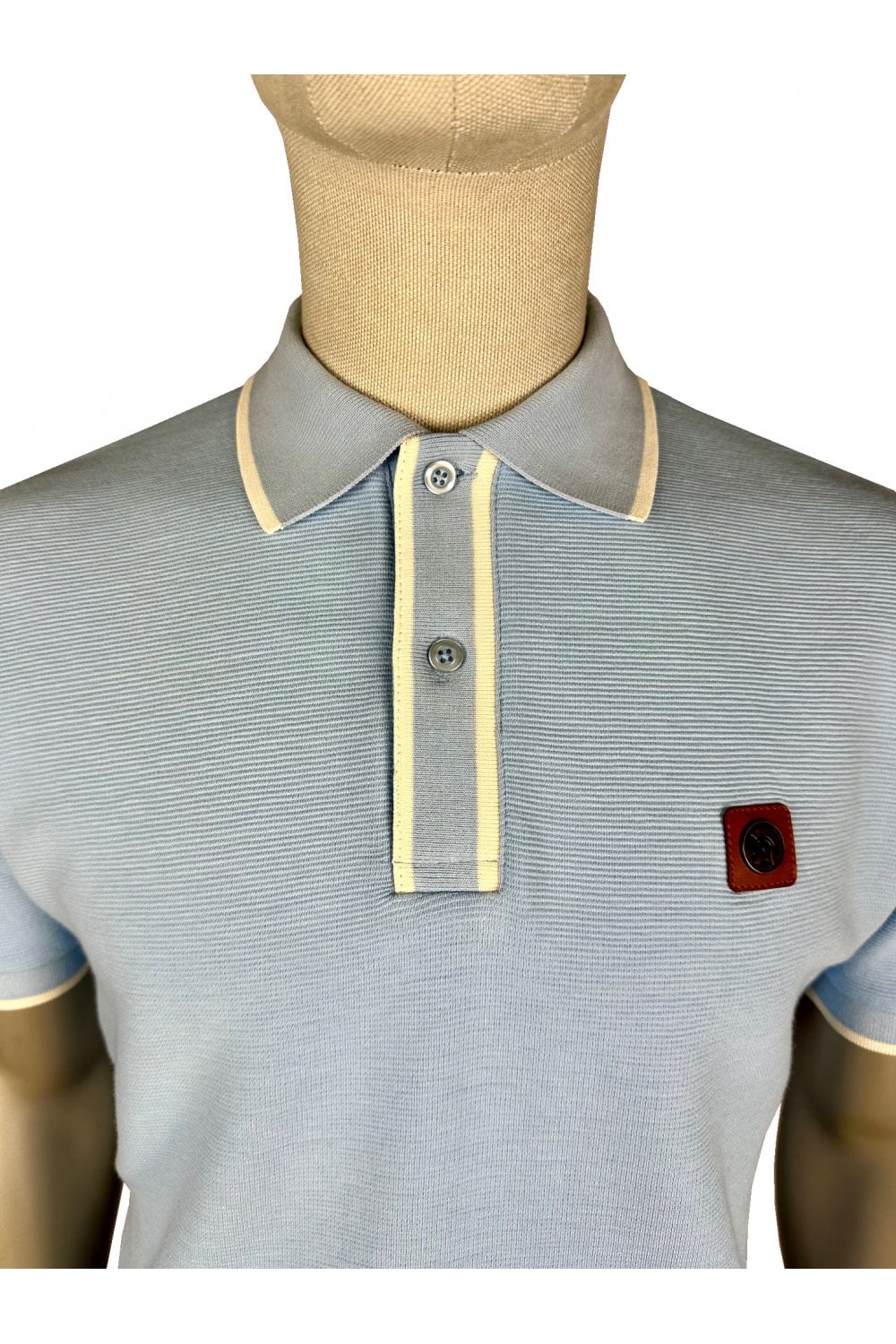 Trojan Ottoman Stripe Trim Polo Shirt Powder