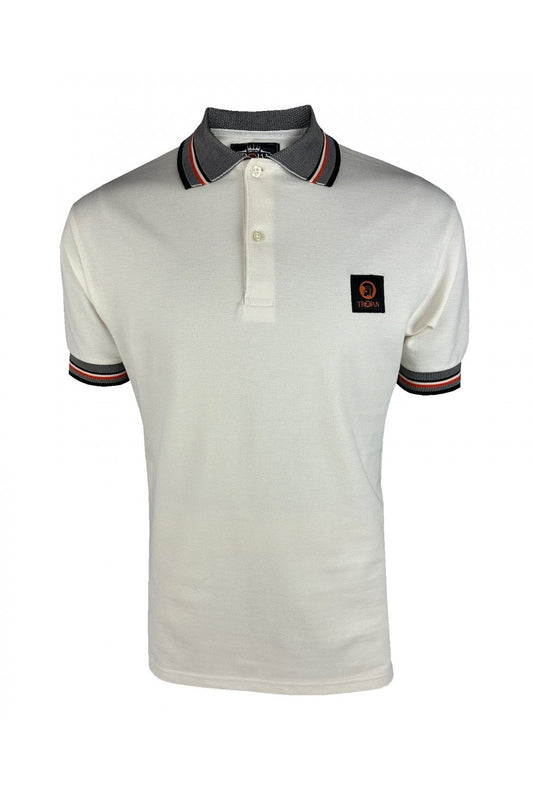Trojan Oxford Collar Pique Polo Shirt Ecru