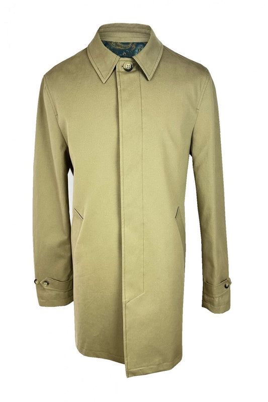 Trojan Paisley Trim Peached Cotton Mac Jacket Stone