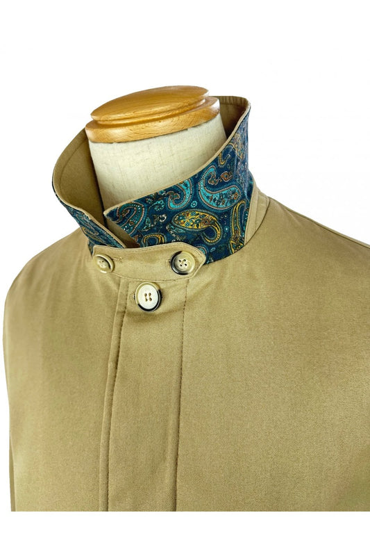 Trojan Paisley Trim Peached Cotton Mac Jacket Stone