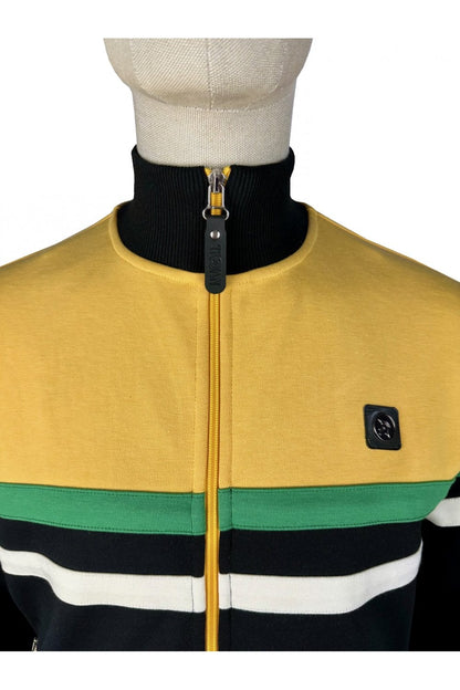 Trojan Panel Stripe Track Top Black