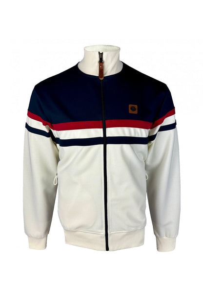 Trojan Panel Stripe Track Top Ecru