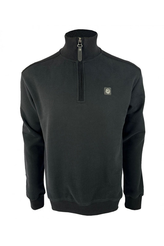 Trojan Quarter Zip Cord Trim Sweatshirt Black
