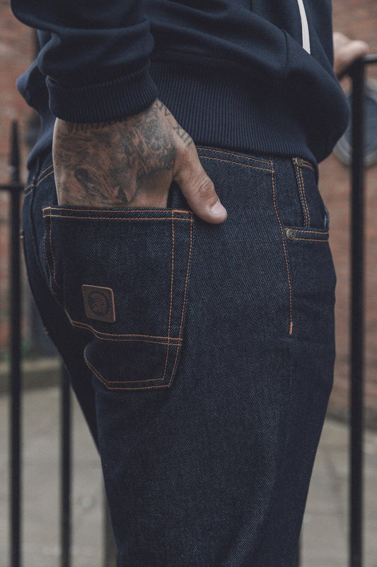 Trojan Signature Orange Stitch Zip Fly Jeans Rinse