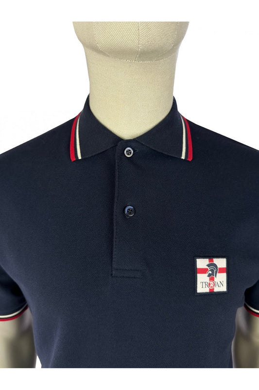 Trojan St George Badge Pique Polo Shirt Navy