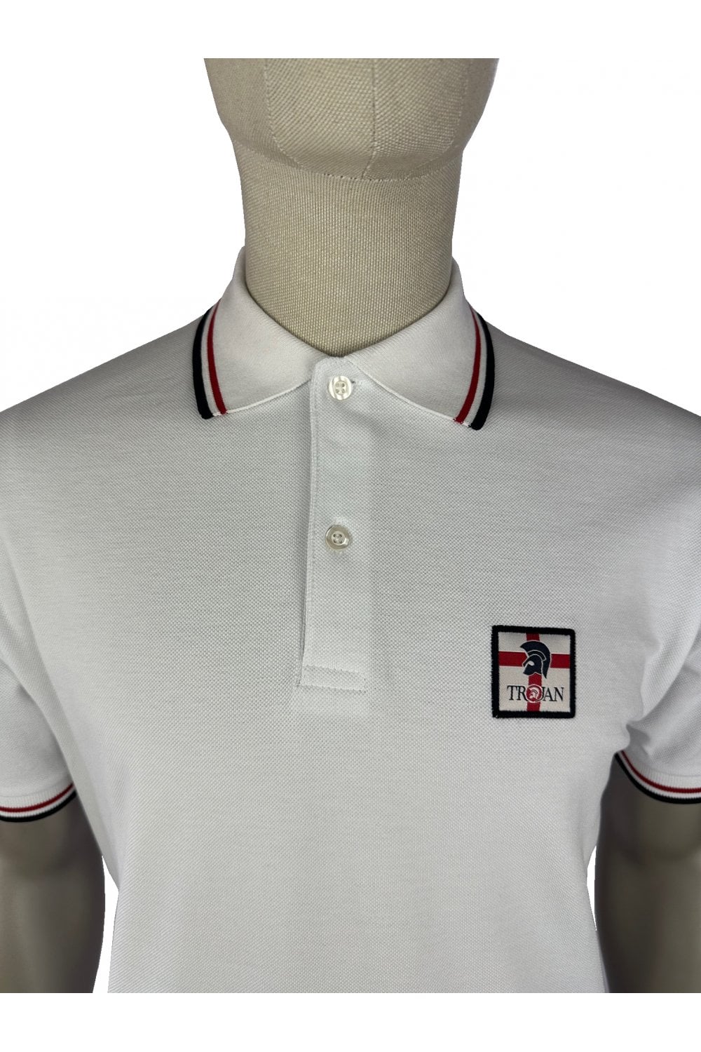 Trojan St George Badge Pique Polo Shirt White