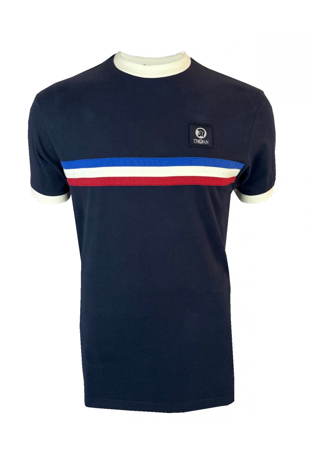 Trojan Stripe Front T-Shirt Navy