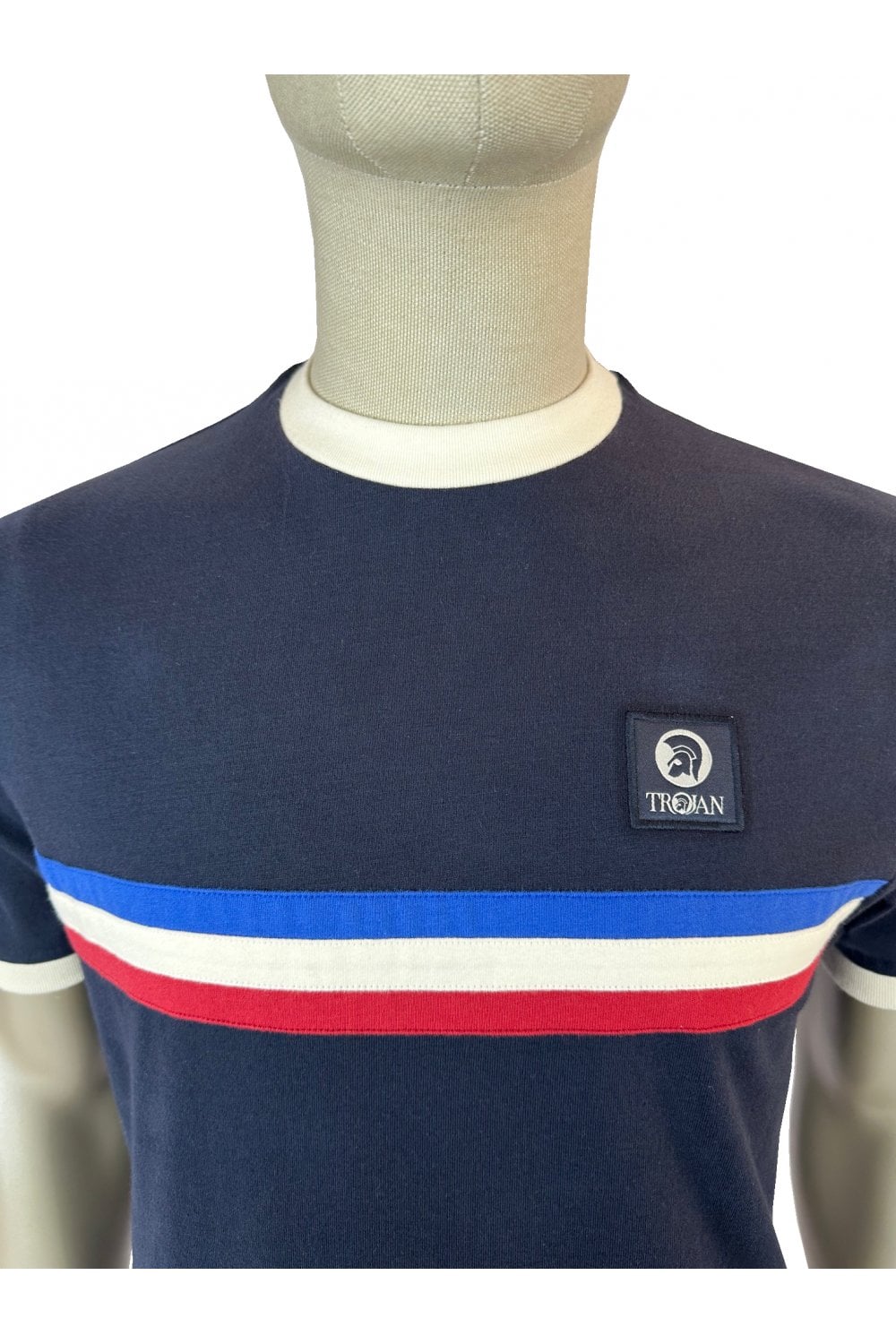 Trojan Stripe Front T-Shirt Navy