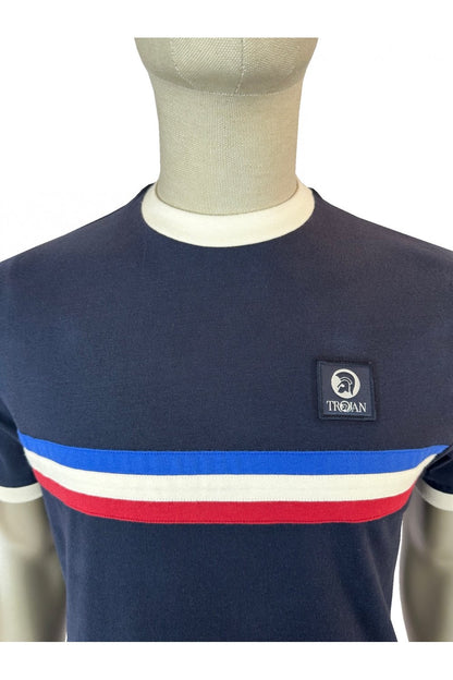 Trojan Stripe Front T-Shirt Navy