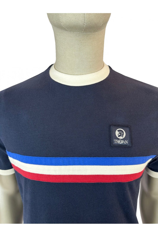 Trojan Stripe Front T-Shirt Navy