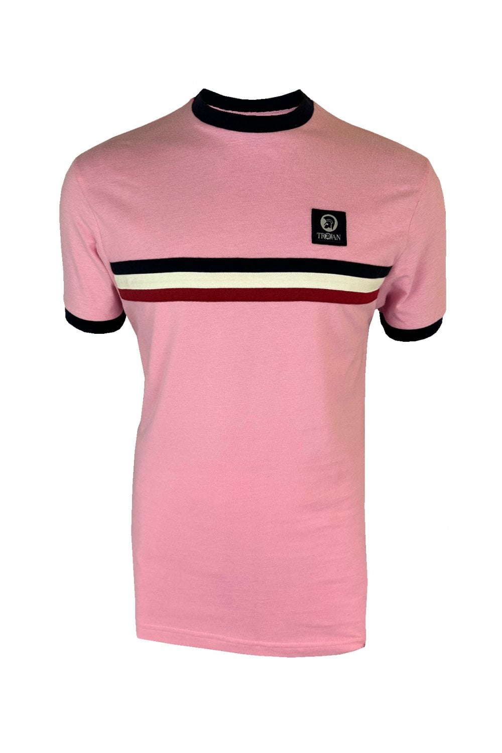 Trojan Stripe Front T-Shirt Pink
