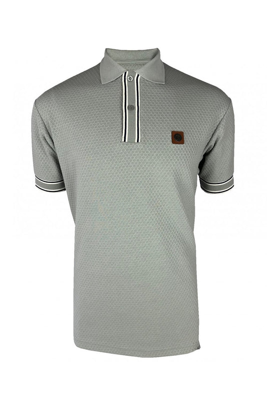 Trojan Textured Stripe Rib Polo Shirt Grey