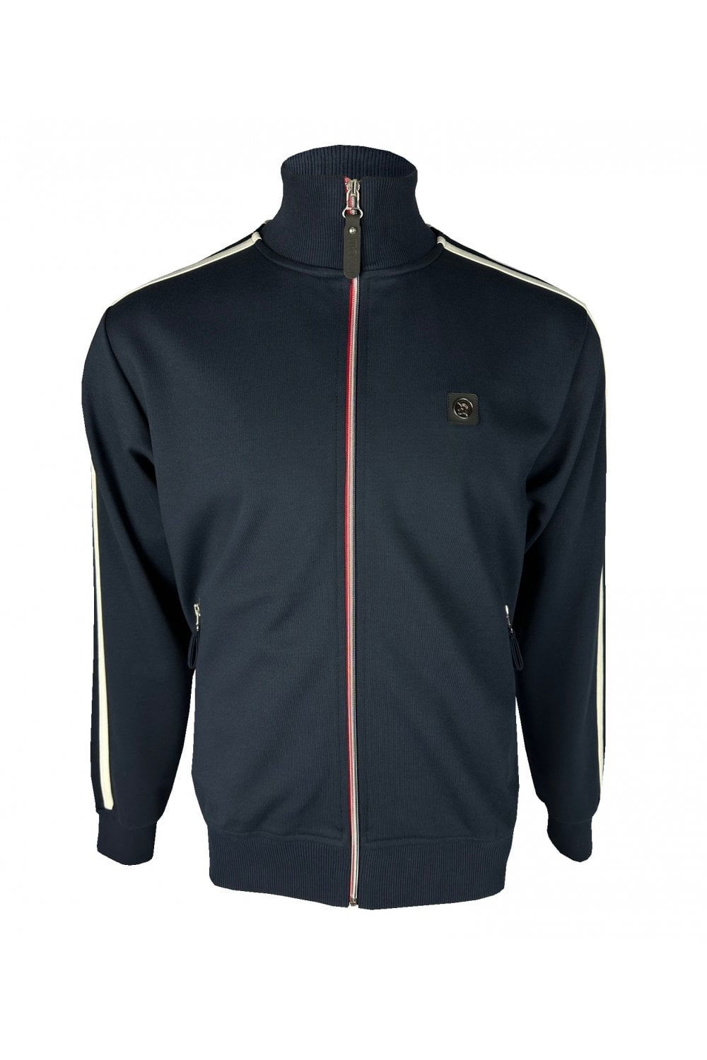 Trojan Twin-Stripe Contrast Zip Track Top Navy