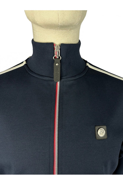 Trojan Twin-Stripe Contrast Zip Track Top Navy
