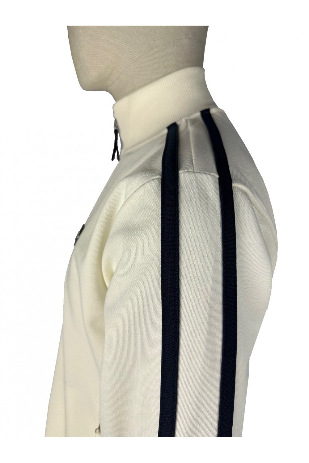 Trojan Twin-Stripe Contrast Zip Track Top Ecru