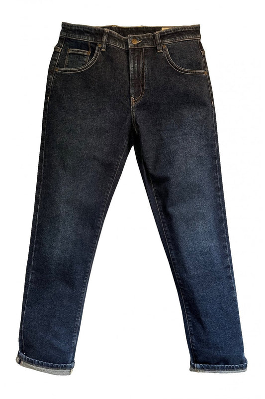 Trojan Zip Stretch Straight Leg Jeans Mid Wash