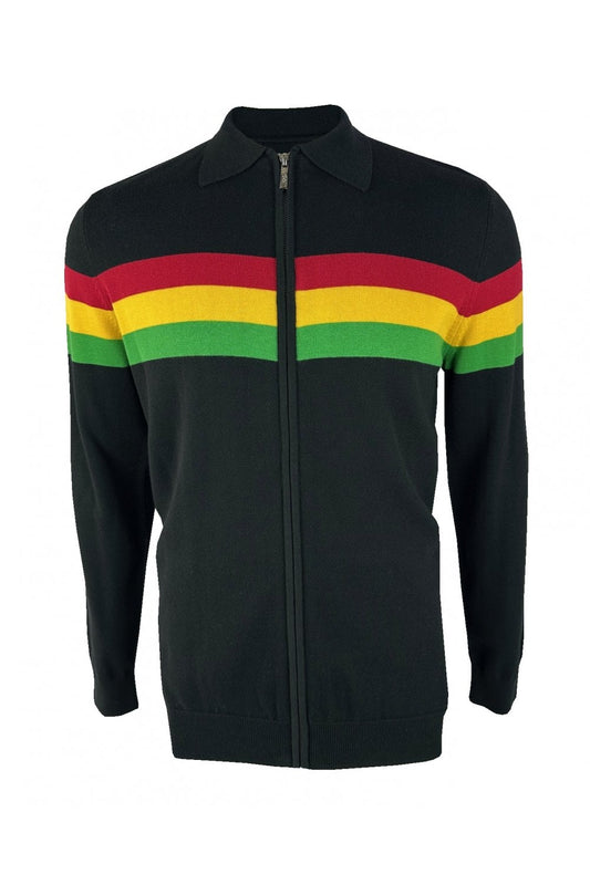 Trojan Knitted Cardigan Black/Rasta