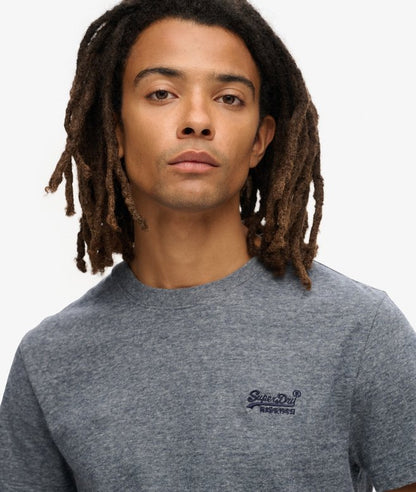 Superdry Essential Logo Embroidered T-Shirt Eclipse Navy/Grey Marl Feeder