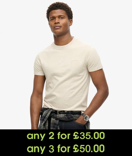 Superdry Essential Logo Embroidered T-Shirt Oat Cream Marl*