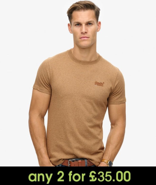 Superdry Essential Logo Embroidered T-Shirt Tan Brown