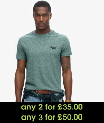 Superdry Essential Logo Embroidered T-Shirt Mid Pine Green Grit*