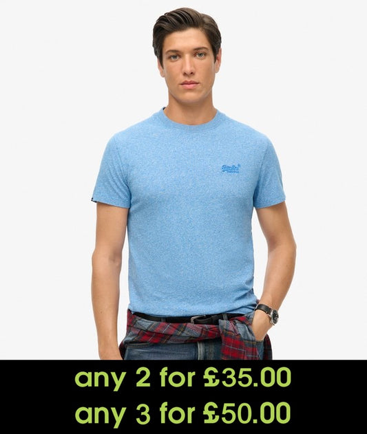 Superdry Essential Logo Embroidered T-Shirt Volcanic Fresh Blue Grit*