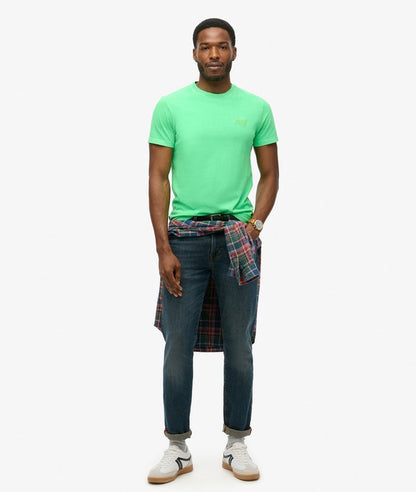 Superdry Essential Logo Embroidered T-Shirt Dry Fluro Lime