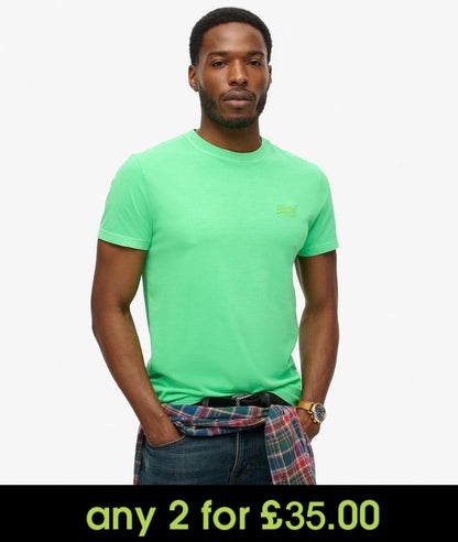 Superdry Essential Logo Embroidered T-Shirt Dry Fluro Lime