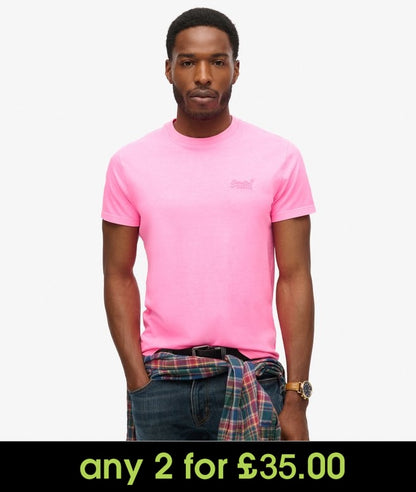 Superdry Essential Logo Embroidered T-Shirt Dry Fluro Pink