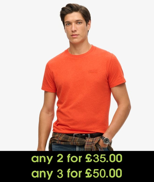 Superdry Essential Logo Embroidered T-Shirt Bright Orange Marl