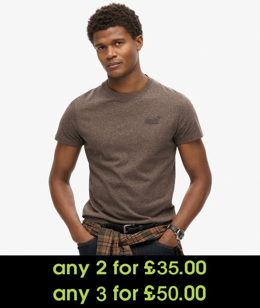 Superdry Essential Logo Embroidered T-Shirt Cocoa Brown Marl*