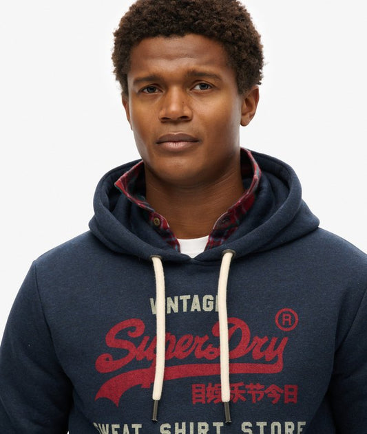 Superdry VL Heritage Relaxed Hood Trench Navy Marl