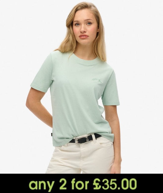 Superdry Essential Logo Embroidered T-Shirt Surf Spray Green