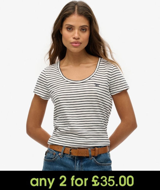 Superdry Scoop Neck T-Shirt Optic/Eclipse Navy