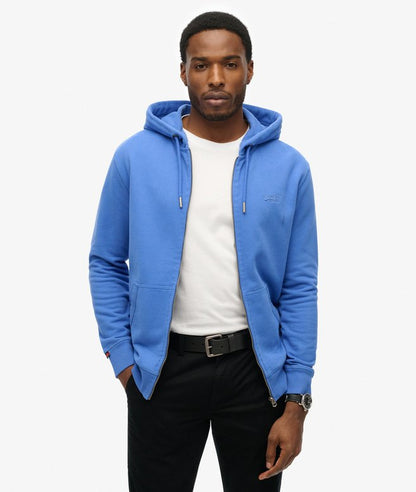 Superdry Essential Logo Zip Hoodie HB Chambray Blue