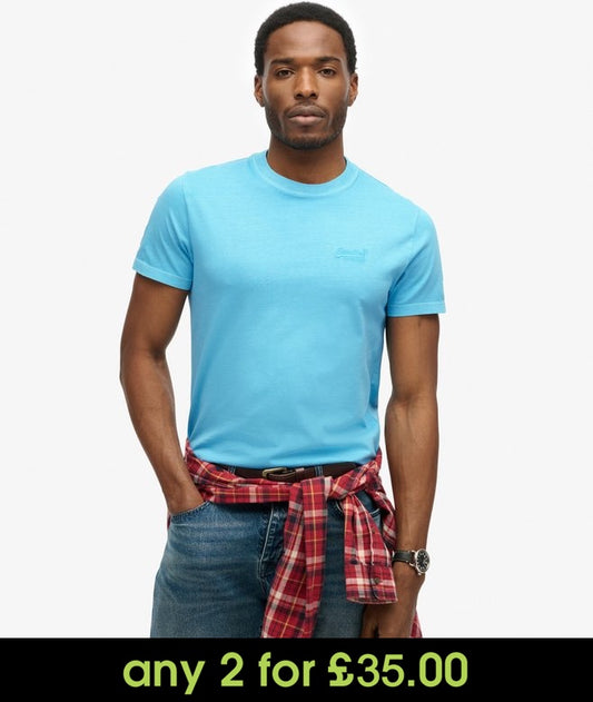 Superdry Essential Logo Embroidered T-Shirt Neon Sky Blue