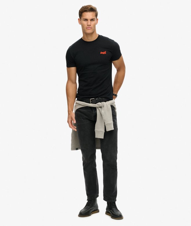 Superdry Essential Logo Embroidered T-Shirt Black/Hazard Orange